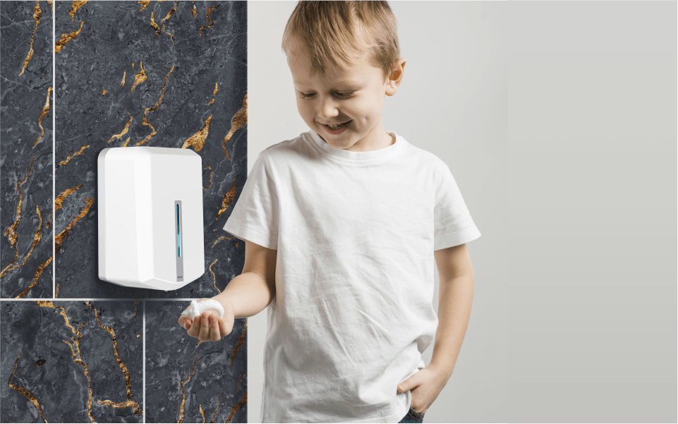 rix foam dispenser with kid